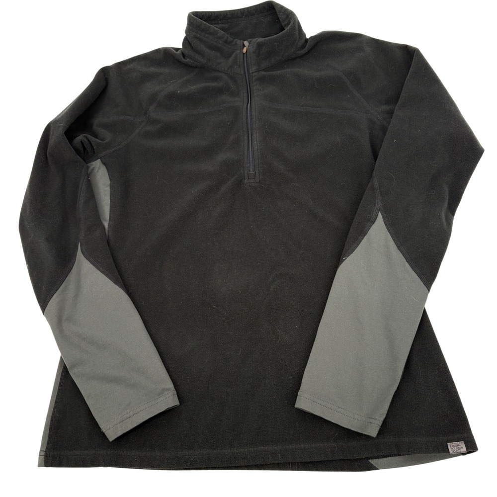 EMS Fleece Pullover Black Grey 1/4 Zip  Long Sleeve Layering Top‎ Stretch L